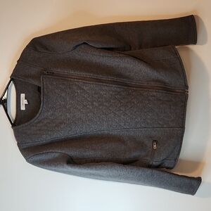 ATHLETA Womens Size Med Gray Asymmetrical Belvedere Quilted Moto Cotton Jacket